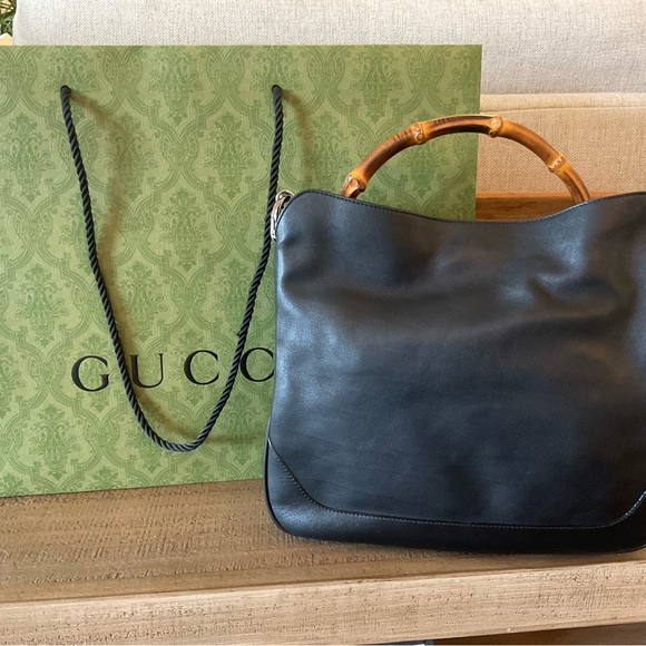 GUCCI LEATHER / BAMBOO HANDLE Snap closure handbag/shoulder bag - Picture 3 of 11
